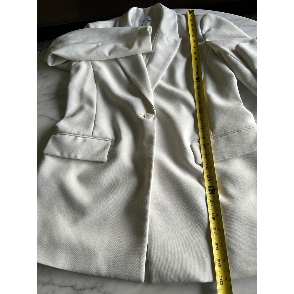 Nine West Womens Single Button Blazer White Cream Professional Jacket Size M - Picture 5 of 13